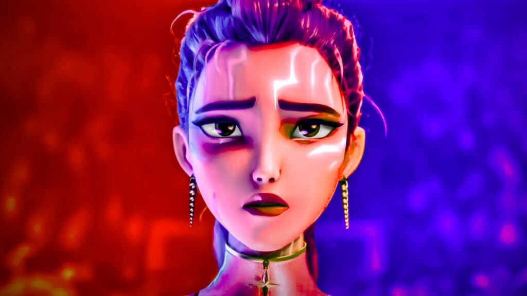 Rumi finally accepting her demon side, and the patterns change colour - K-Pop Demon Hunters