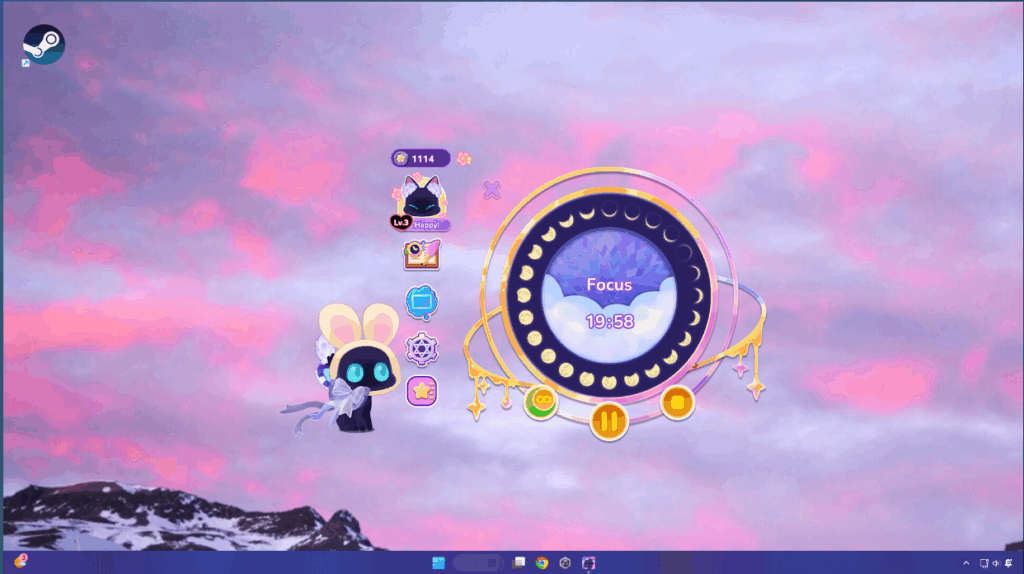 Image shows a focus tool form the game Beebo & Luna. It has a cartoon cat with bunny ears on. 