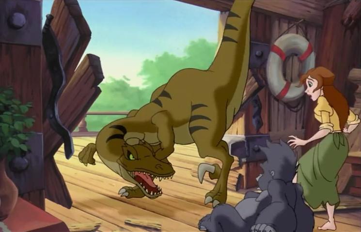 Jane and Terk getting attacked by a dinosaur - The Legend of Tarzan 