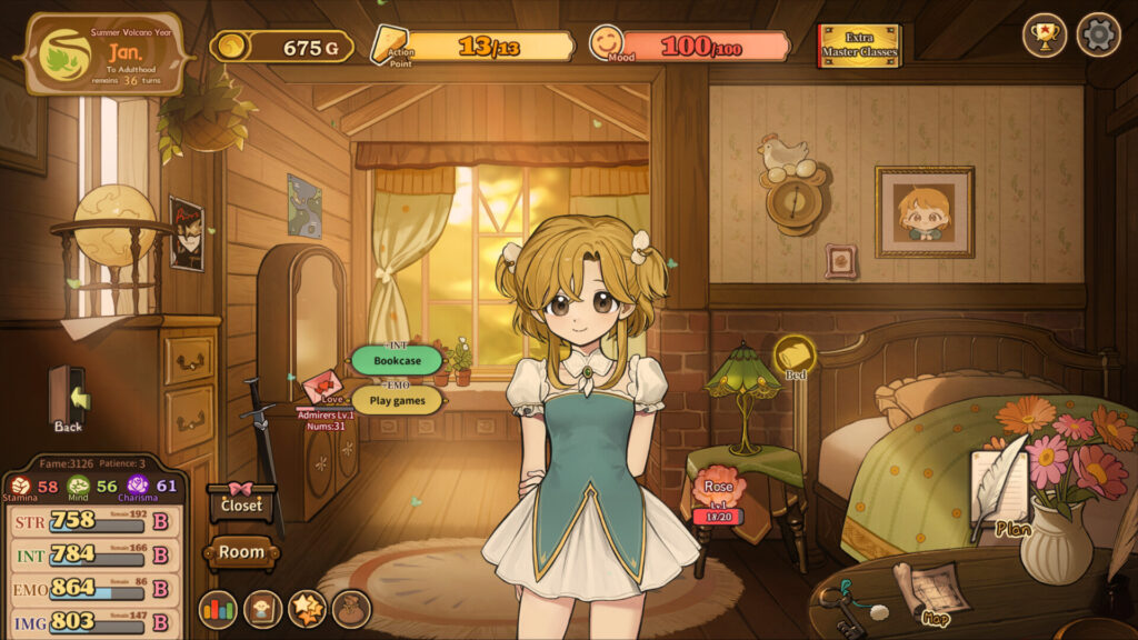 Full view of the daughter's room and possible interactions. - Volcano Princess