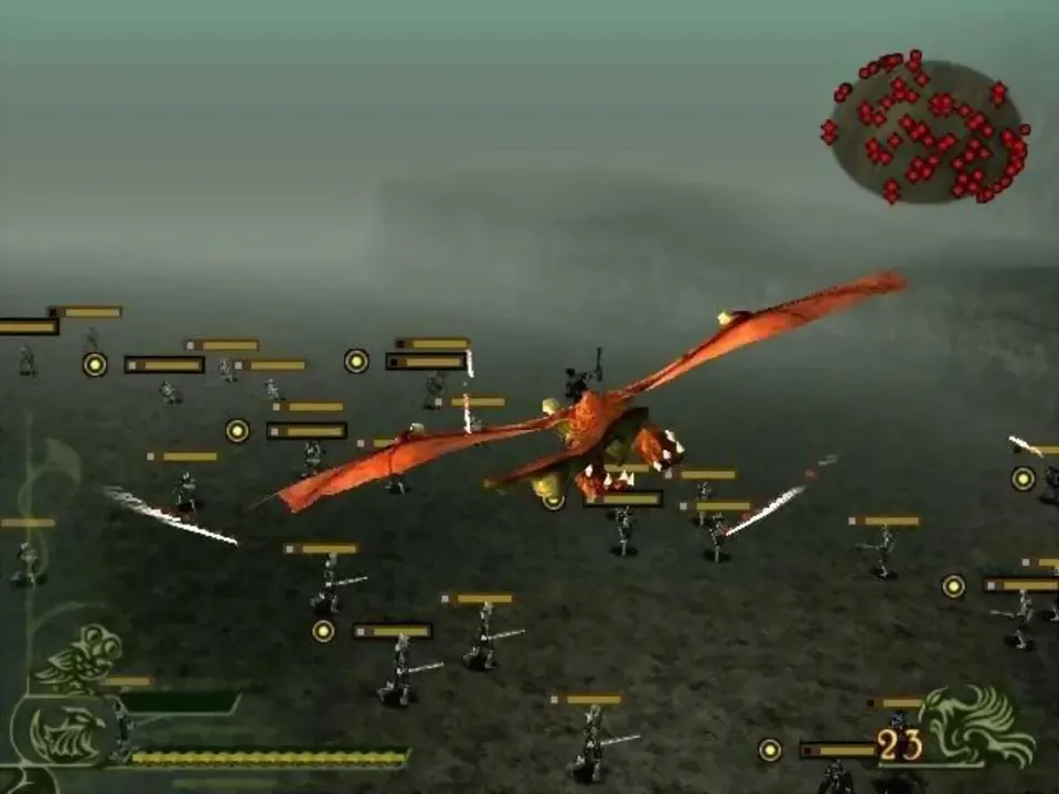 Drakengard - Caim rides Angelus over the battlefield