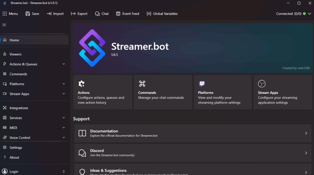 Streamer.bot v1.0.1 new look user interface