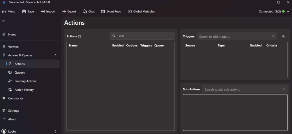 Streamer.bot v1.0 - the new look actions tab