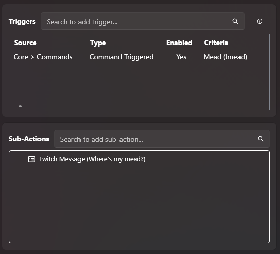streamer.bot 1.0 - mead command triggers and command