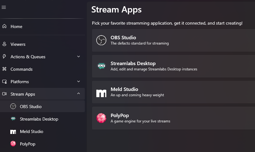 streamer.bot v1 stream apps menu
