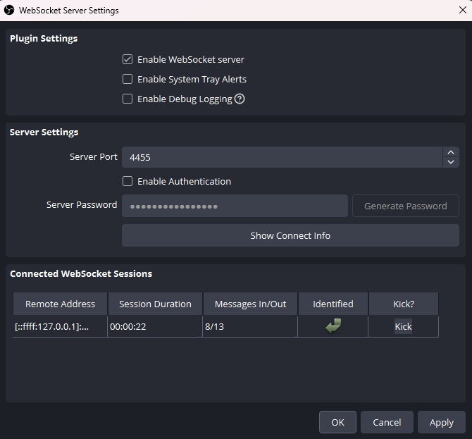 OBS Websockets connection