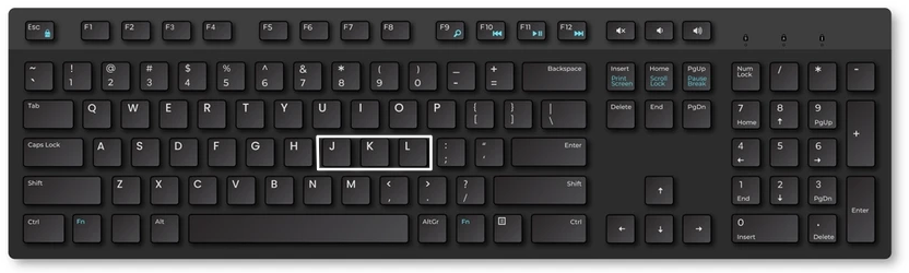 Davinci resolve - keyboard with highlighted J K L