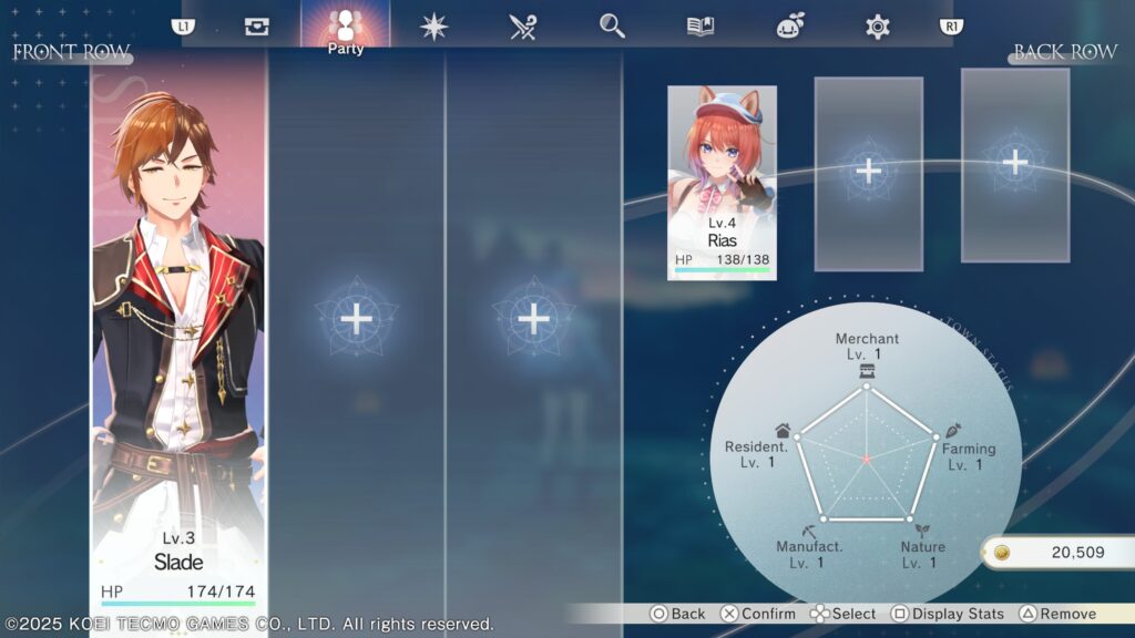 Atelier Resleriana: The Red Alchemist & the White Guardian - view of the main character menu