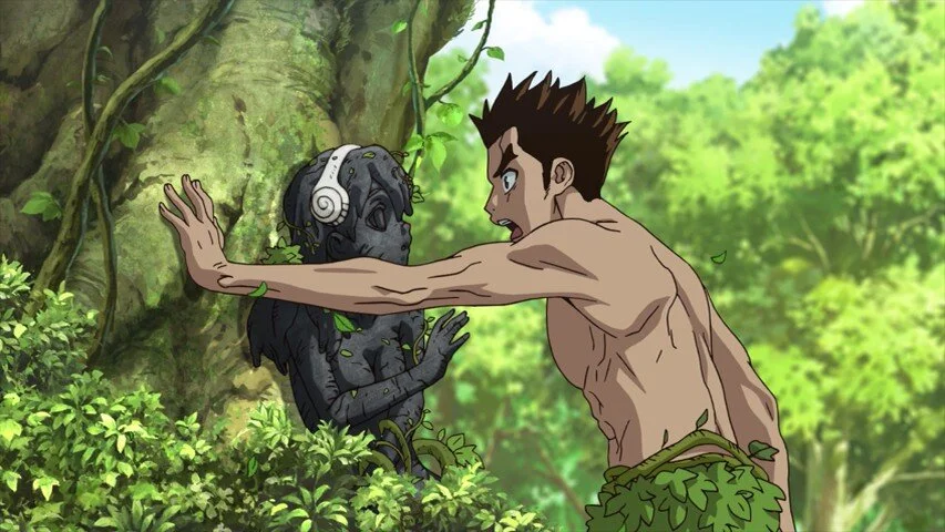 Taiju finds Yuzuriha's stone body - Dr. Stone Anime