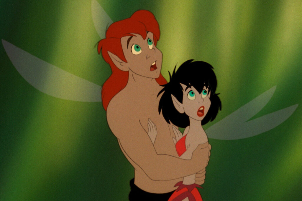 Crysta and Pips - They are holding each other in shock - FernGully: The Last Rainforest