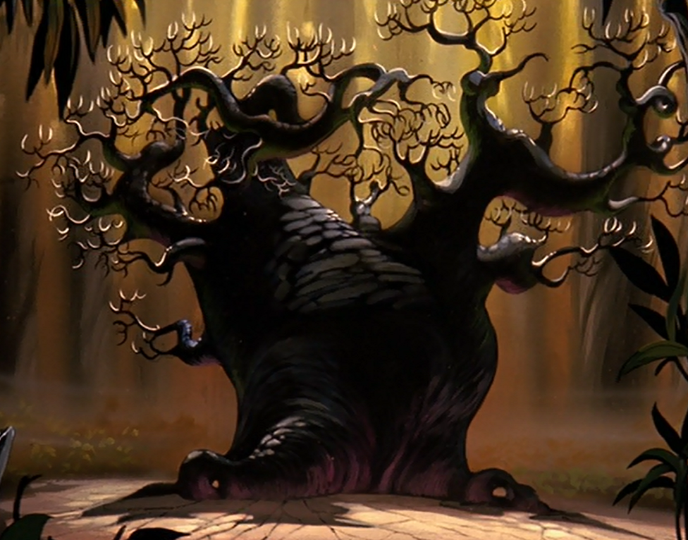 Hexxus's prison - a great twisted and black tree - FernGully: The Last Rainforest