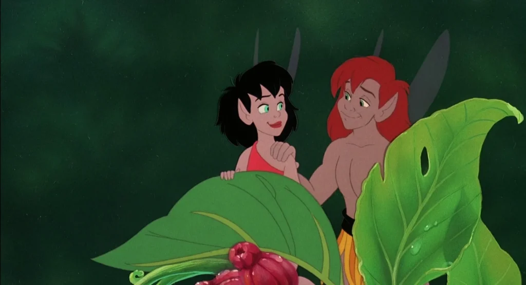Crysta and Pips - He looks at her lovingly with a hand on her shoulder - FernGully: The Last Rainforest