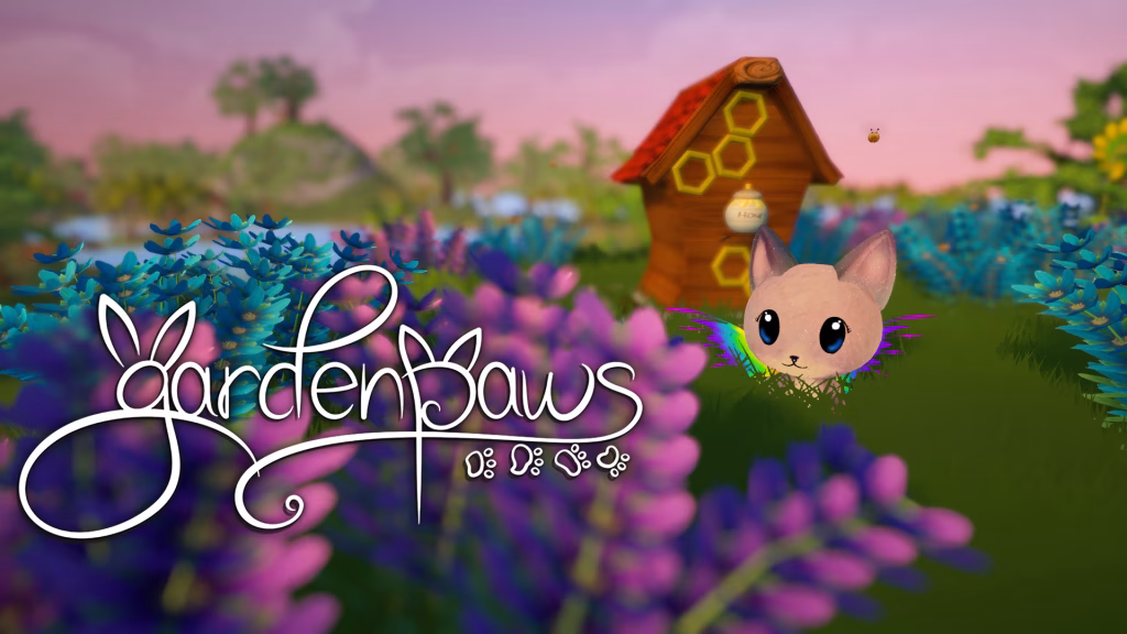 Garden Paws - A cute cat-like creature in a garden - Cosy Games