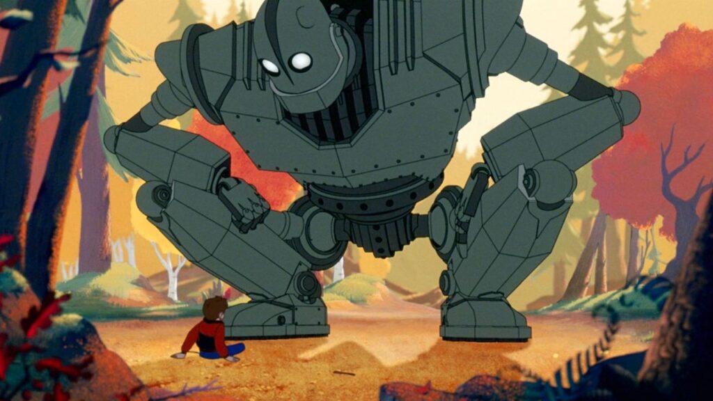 The Iron Giant - The giant looks down at the small boy  - 90s Movies
