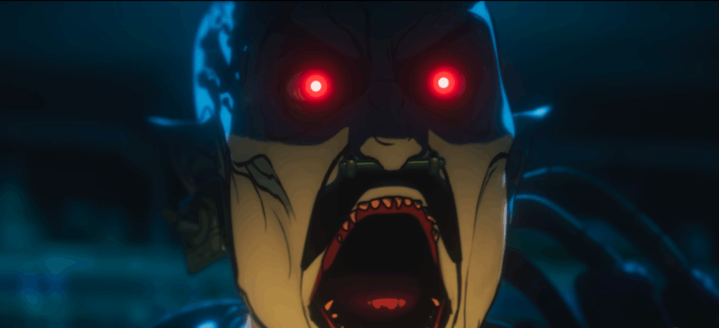Marvel Zombies: close shot of Zombie Namor, screaming at night