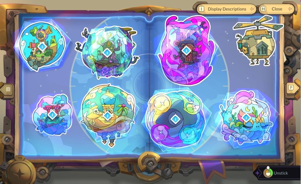 Pilo and the Holobook - a colourful double page of a book - Cosy Games