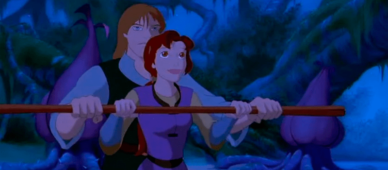 Quest For Camelot - the two characters hold a pole between them  - 90s Movies