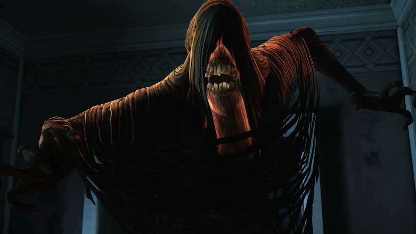 A demon with a horrible gnarled tooth maw looms over you - Murdered: Soul Suspect 