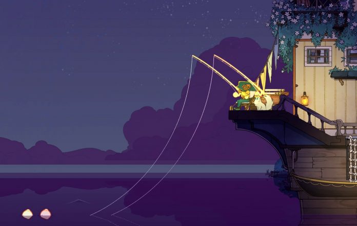 Spiritfarer - two characters fishing - Cosy Games