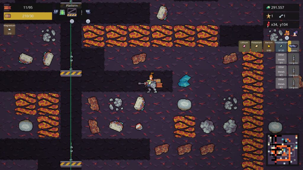 super mining mechs - a digger in a 2d pixel environment