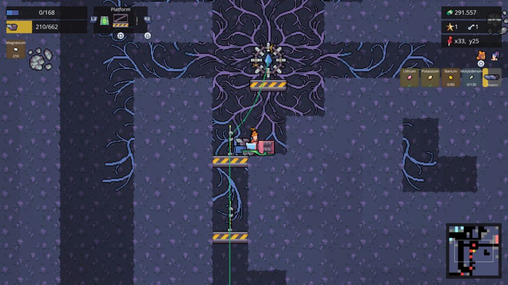 super mining mechs - a digger in a 2d pixel environment