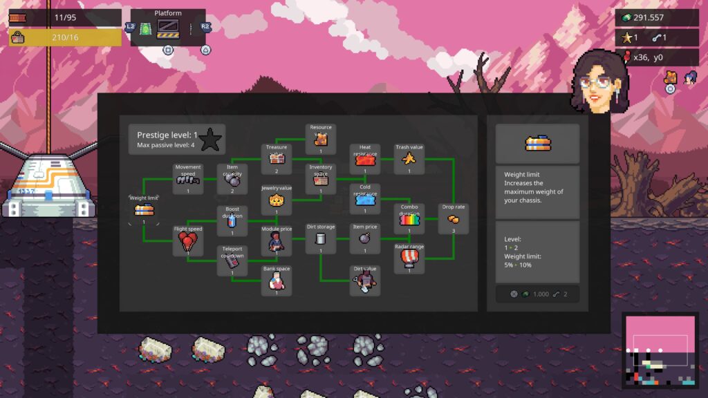 super mining mechs - the skill tree menu
