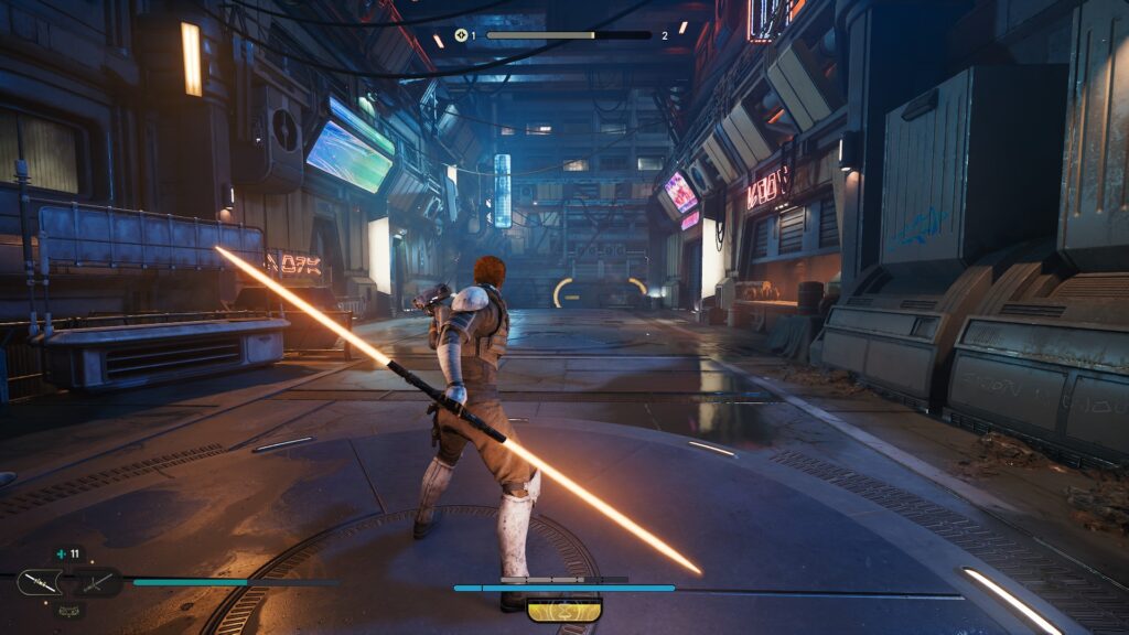 Cal Kestis fighting his way through the streets of Coruscant - Star Wars Jedi: Survivor
