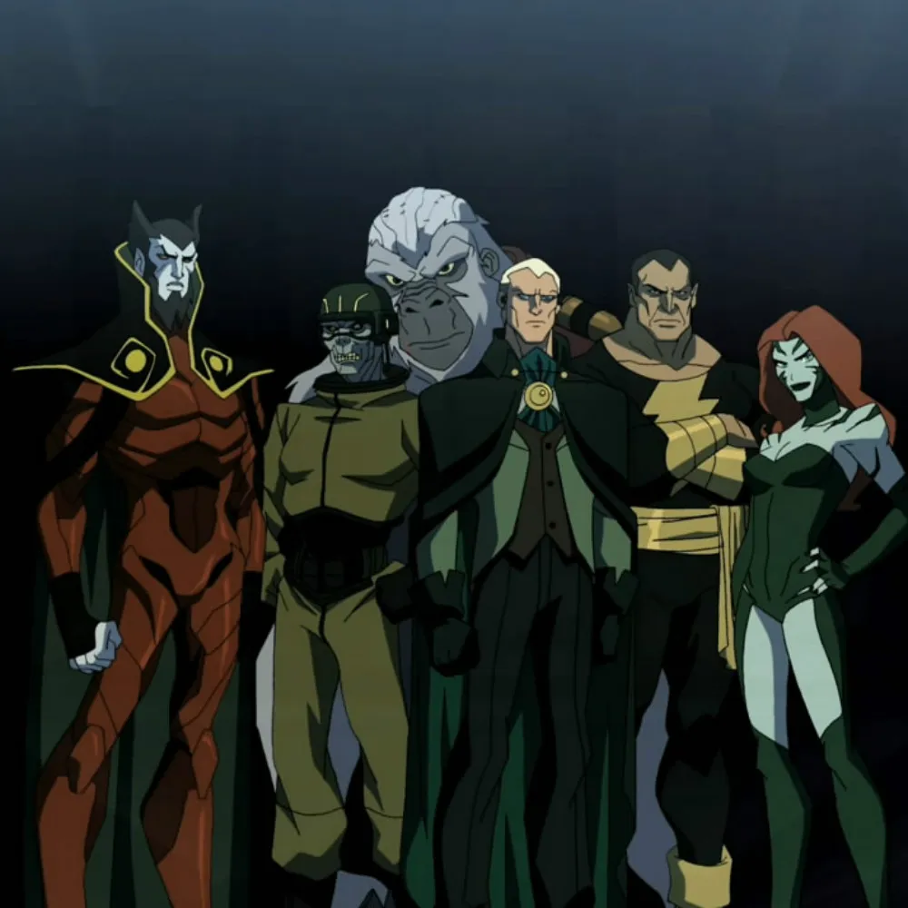 The Injustice League, left to right
Wotan, Atomic Skull, Ultra-Humanite, Count Vertigo, Black Adam, Poison Ivy. - Young Justice