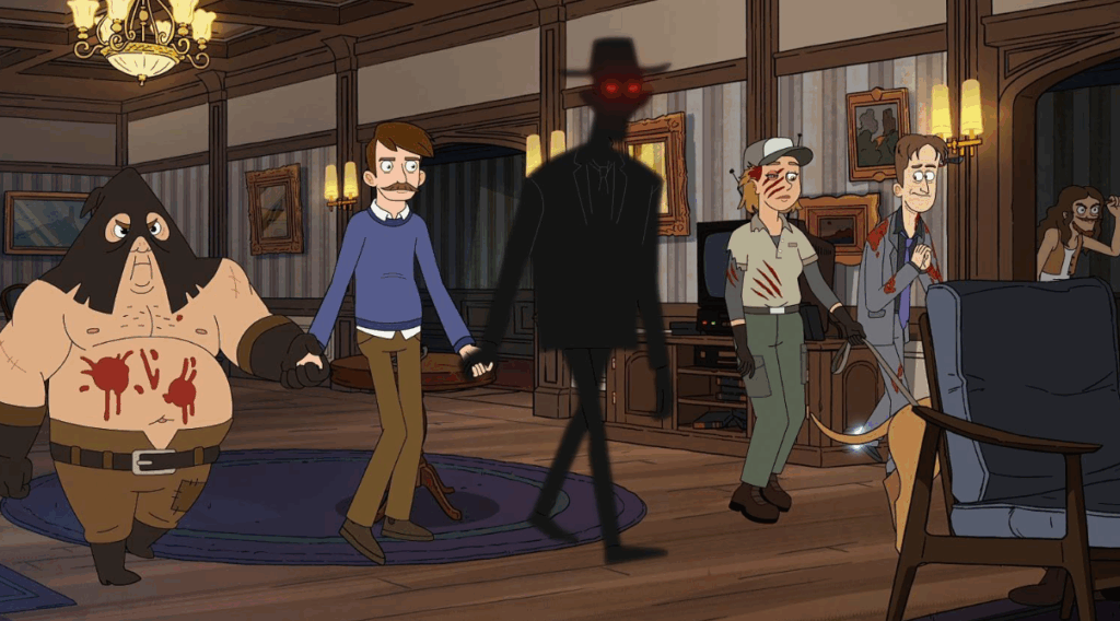Haunted Hotel - Ghosts hold hands as they walk through the hotel looking for someone