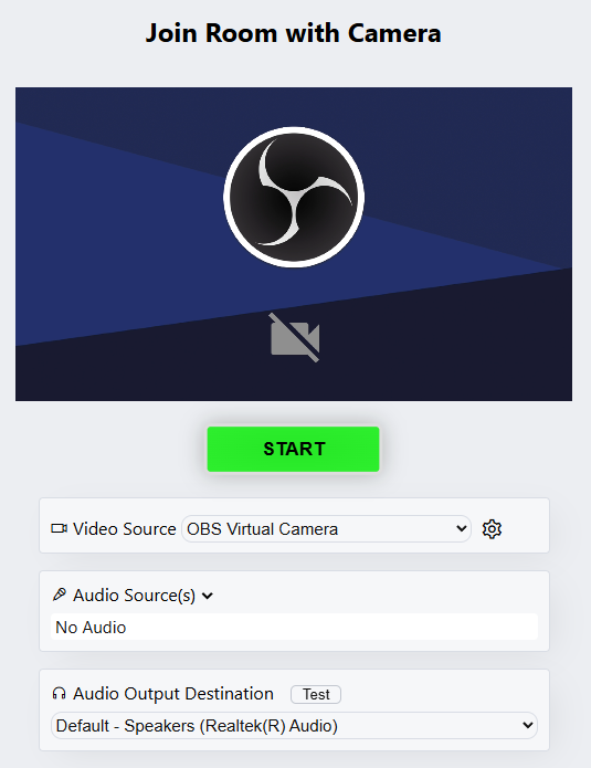 VDO-Ninja - panel for a member to join the call with their camera