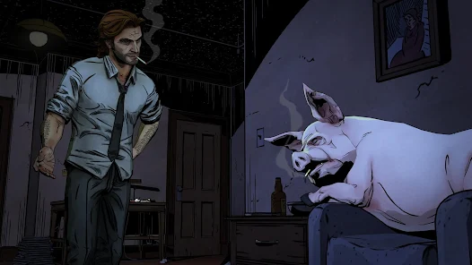 Bigby Wolf coming home to find Colin the Pig on the sofa - The Wolf Among Us