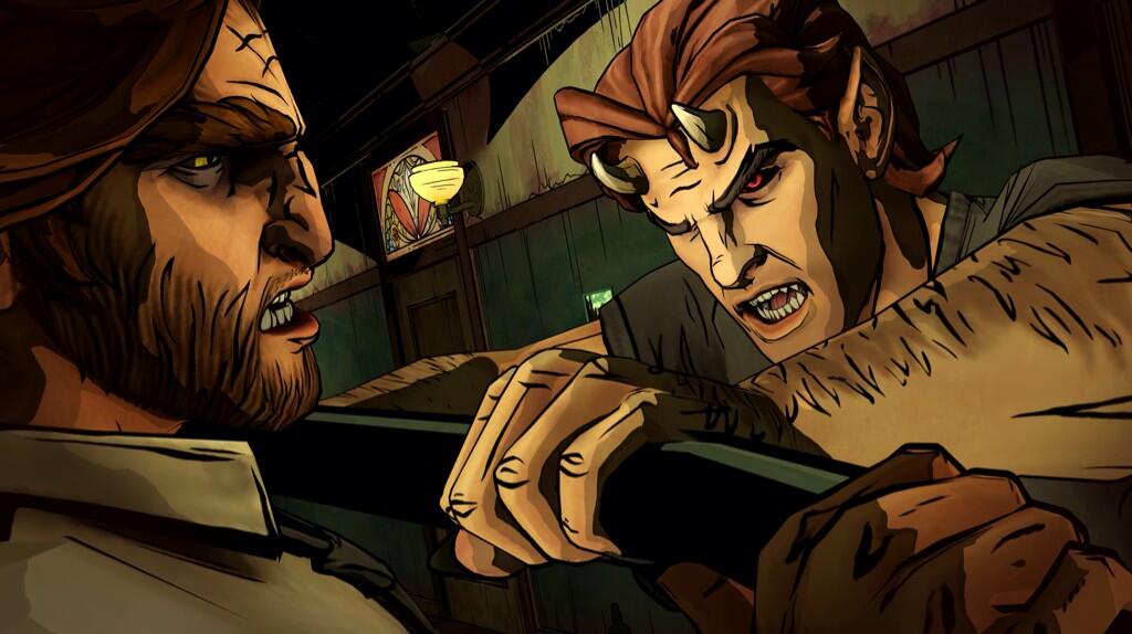 Bigby Wolf fighting with the Beast mid changed form - The Wolf Among Us