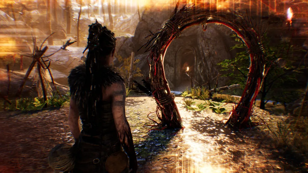Senua standing infront of a mirror portal - Hellblade: Senua’s Sacrifice