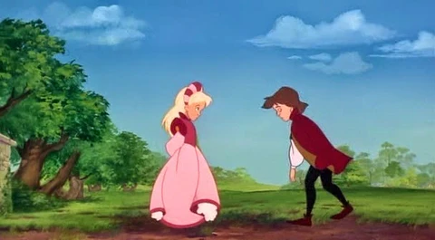 The young princess Odette and Prince Derek meeting for the first time - The Swan Princess
