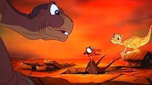 Left to right
Littlefoot and Ducky meeting Petrie for the first time - Land before time