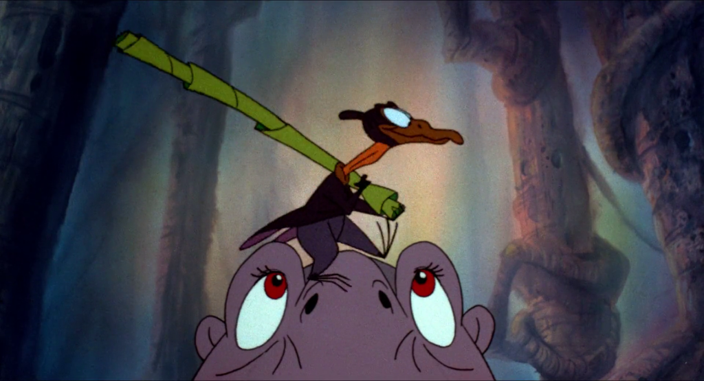 Petrie walking on Littlefoot's head - Land before time