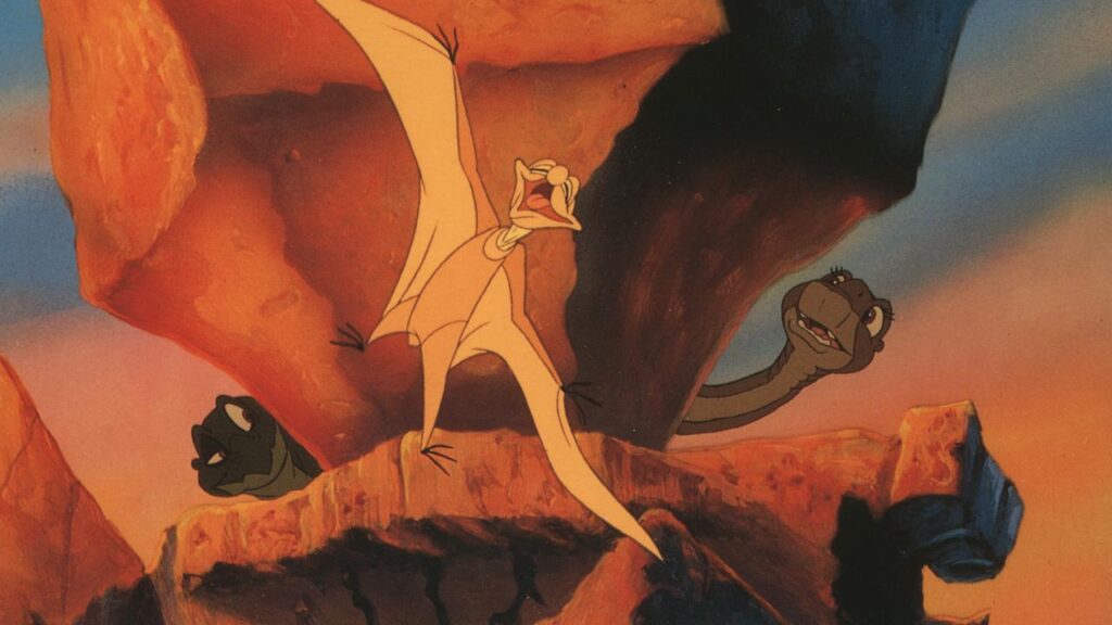 Left to right
Spike, Petrie and Littlefoot
Petrie flies for the first time - Land before time