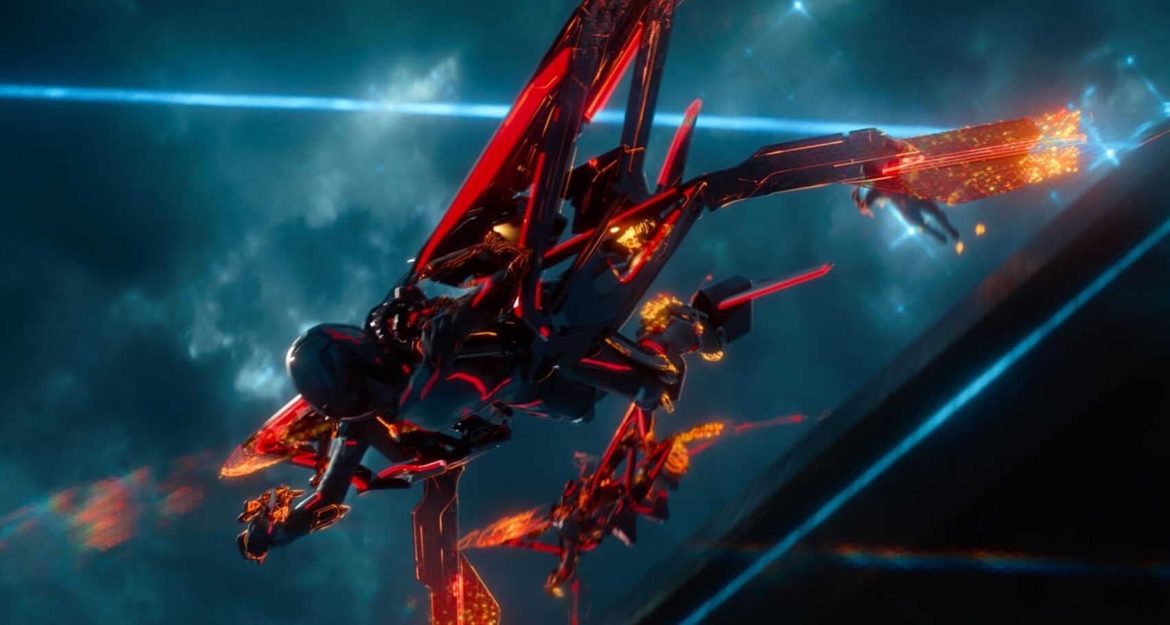 Tron: Ares - A Dillinger Elite Soldier close up as battle commences