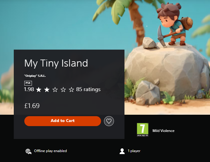 a screen shot of my tiny island on the PlayStation store page