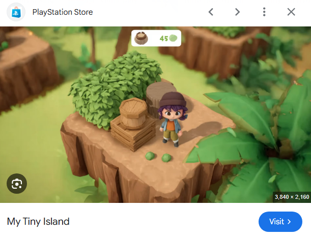 A browser screen shot of my tiny island with very different graphics