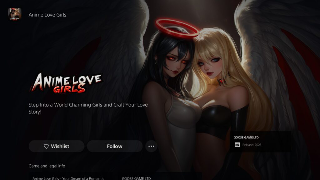 a screen shot of the playstation store showing anime love girls with an ai cover art