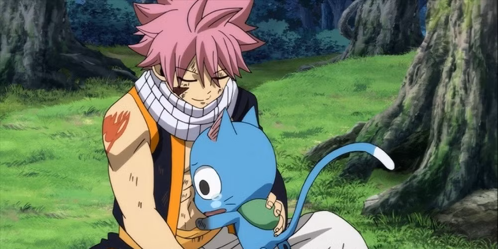 Natsu and Happy hugging - Fairy Tail