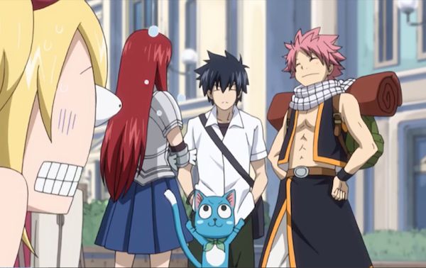 Derp face Lucy with Happy, Grey, Erza and Natsu - Fairy Tail