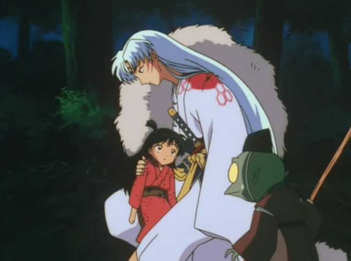 Sesshomaru (Inuyasha's older brother), Rin (the human girl), Jaken (Sesshomaru's servant)