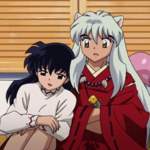 Kagome and Inuyasha sitting in Kagome's room - Inuyasha