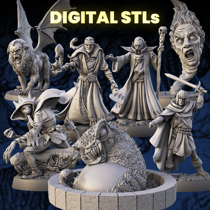 Fighting Fantasy Heroes Minis featuring different monsters, heroes and ghouls