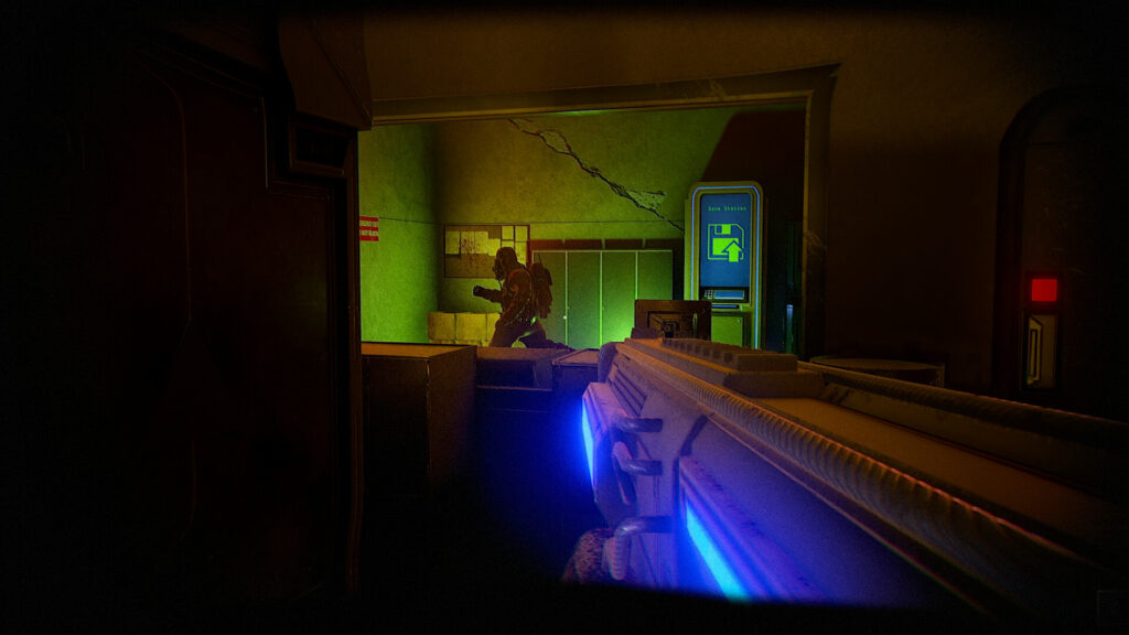 Hell of Fear: Mind Breach. Another human character runs across your view while the player is obstructed by some crates from pursuing .