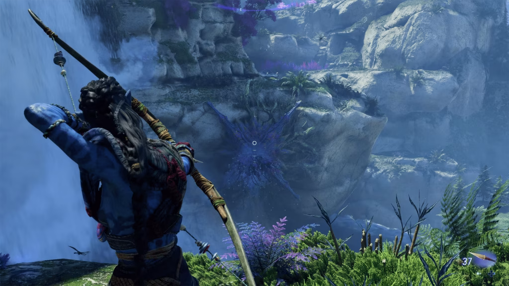 Gameplay of aiming and shooting the bow and arrow - Frontiers of Pandora