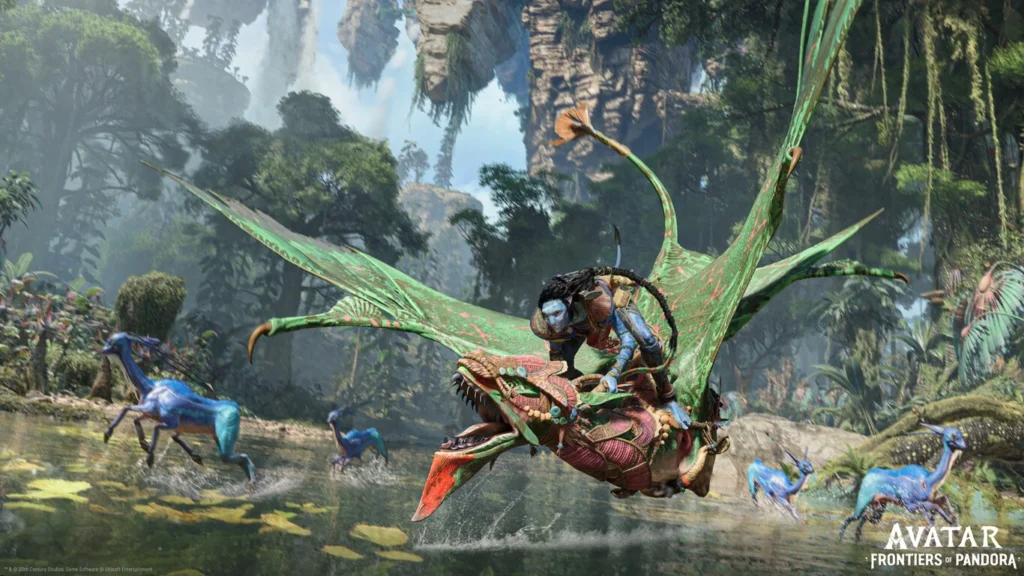 The Sarentu riding their ikran -Frontiers of Pandora
