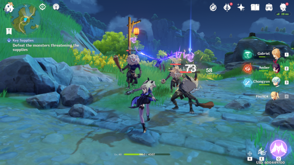 Battle gameplay using Fischl, a electro user - Genshin Impact